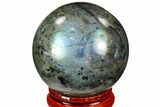Flashy, Polished Labradorite Sphere - Great Color Play #105742-1